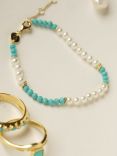Daisy London Pearl and Turquoise Beaded Bracelet, Gold
