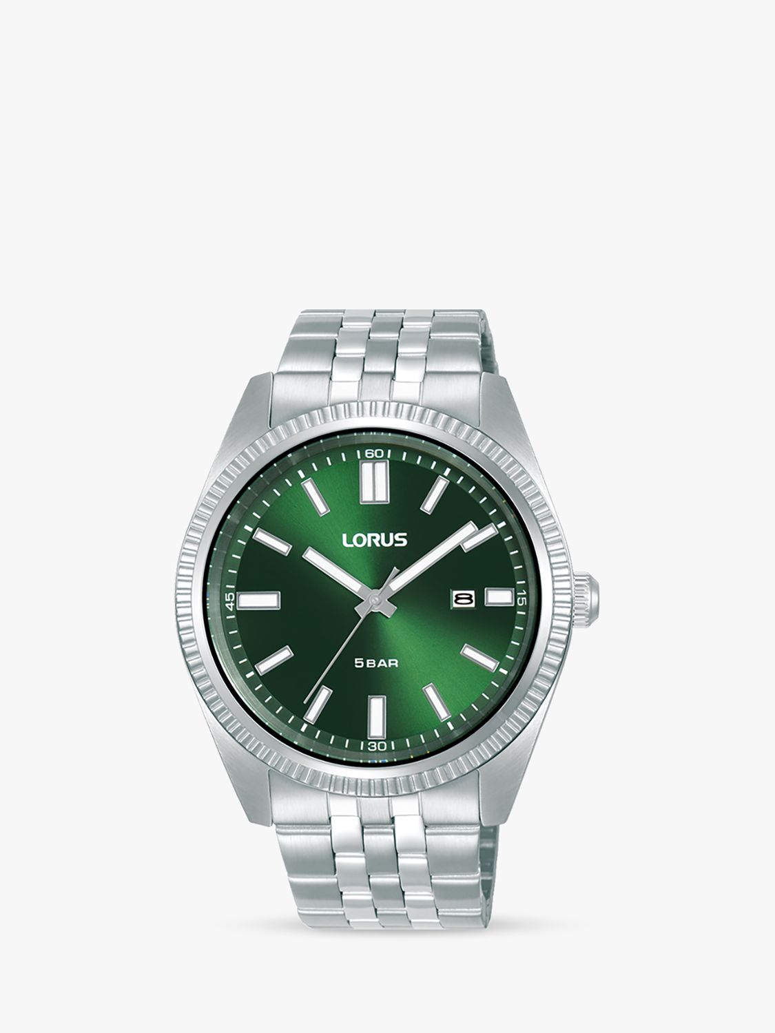 Lorus Men's Heritage Date Bracelet Strap Watch, Silver/Green