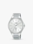 Lorus Men's Sapphire Date Bracelet Strap Watch, Silver