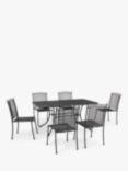John Lewis Henley by KETTLER 6-Seater Rectangular Garden Dining Table & Straight Sided Chairs Set, Iron Grey