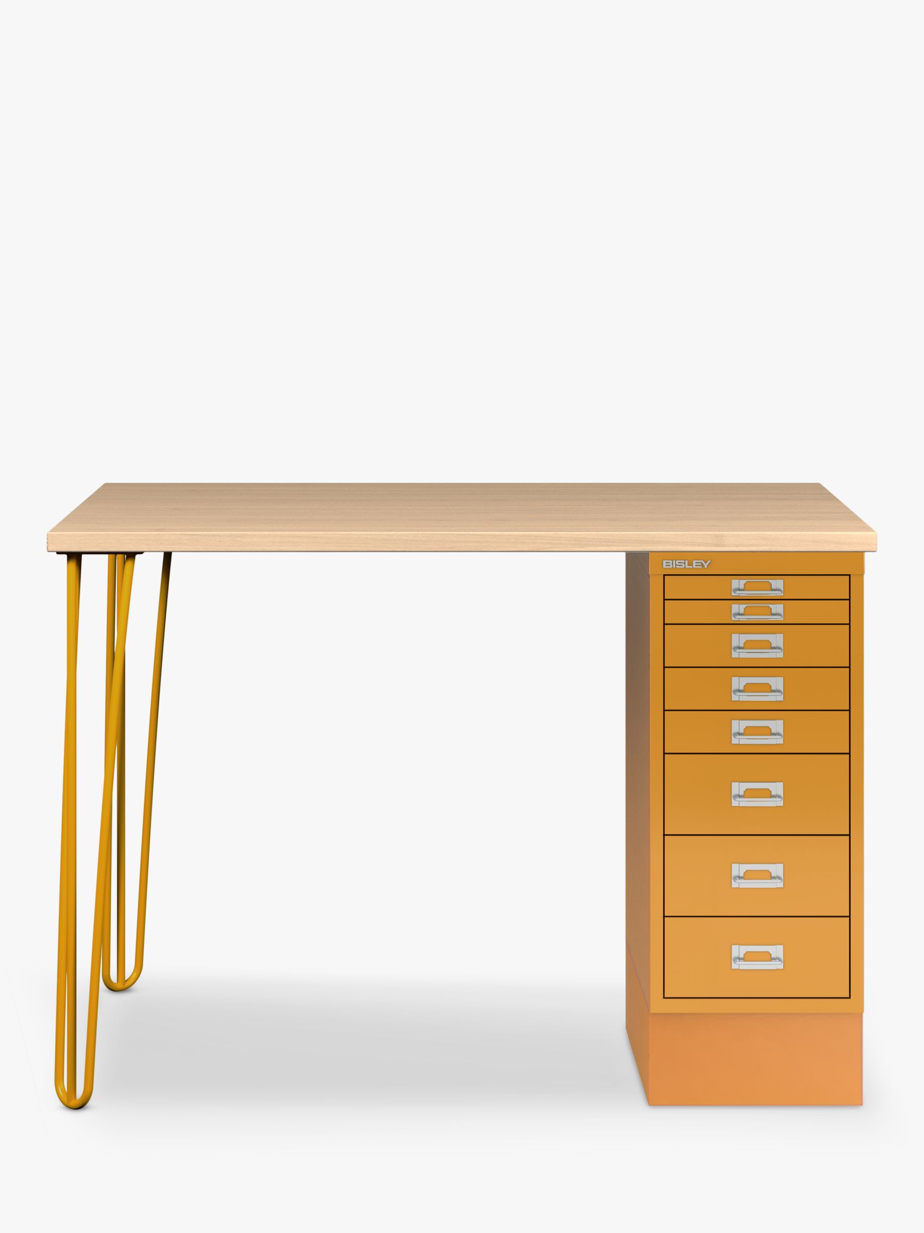 Bisley MultiDesk Oak Veneer Home Office Desk with 8 Drawers, 105cm
