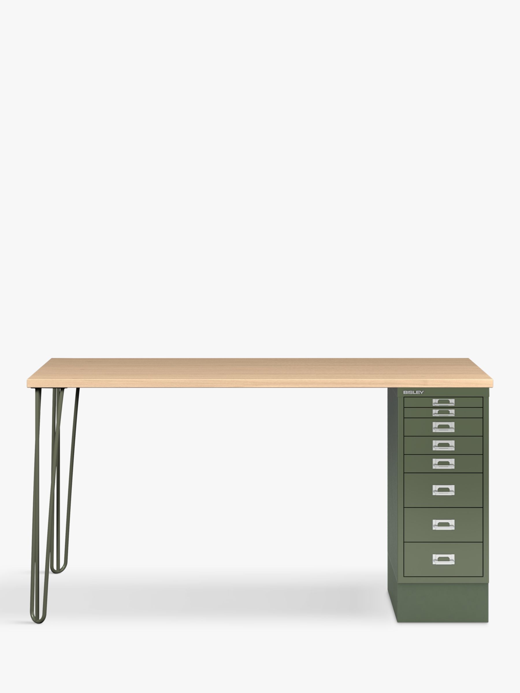 Bisley MultiDesk Oak Veneer Home Office Desk with 8 Drawers, 140cm