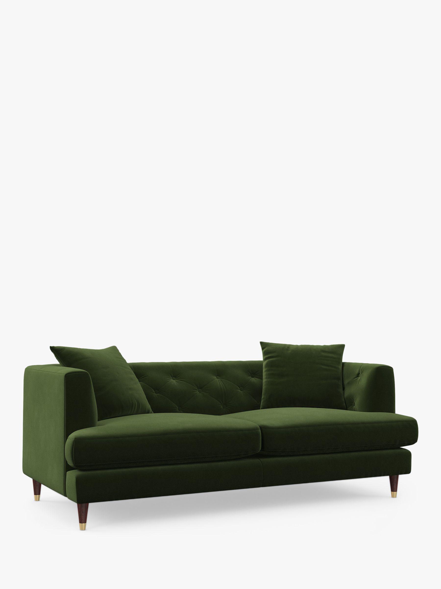 Chester Range, John Lewis Chester Large 3 Seater Sofa, Dark Leg, Easy Clean Plush Velvet Olive