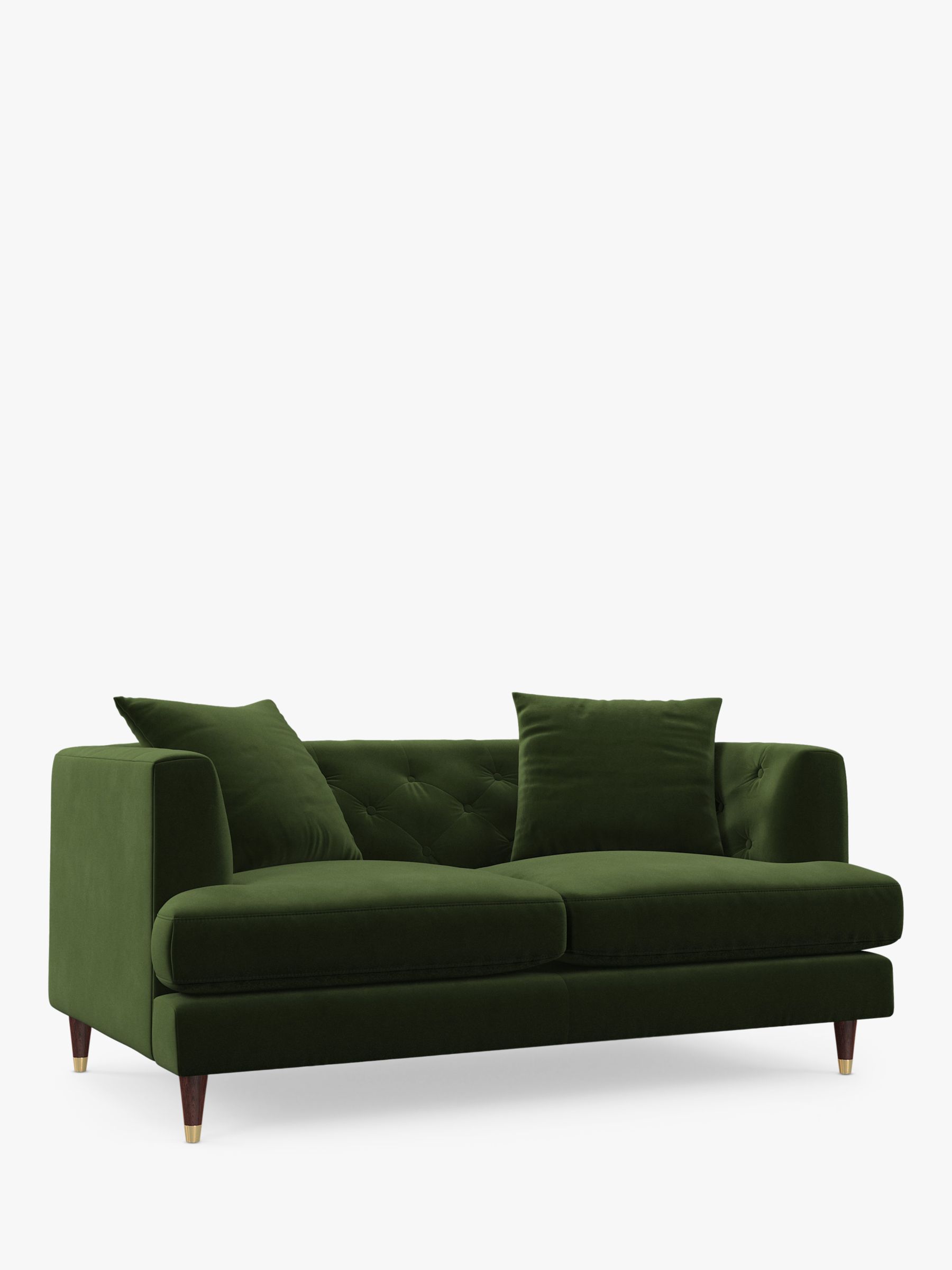 Chester Range, John Lewis Chester Medium 2 Seater Sofa, Dark Leg, Easy Clean Plush Velvet Olive