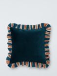 John Lewis Striped Frill Cushion, Peacock