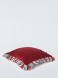 John Lewis Striped Frill Cushion, Deep Red