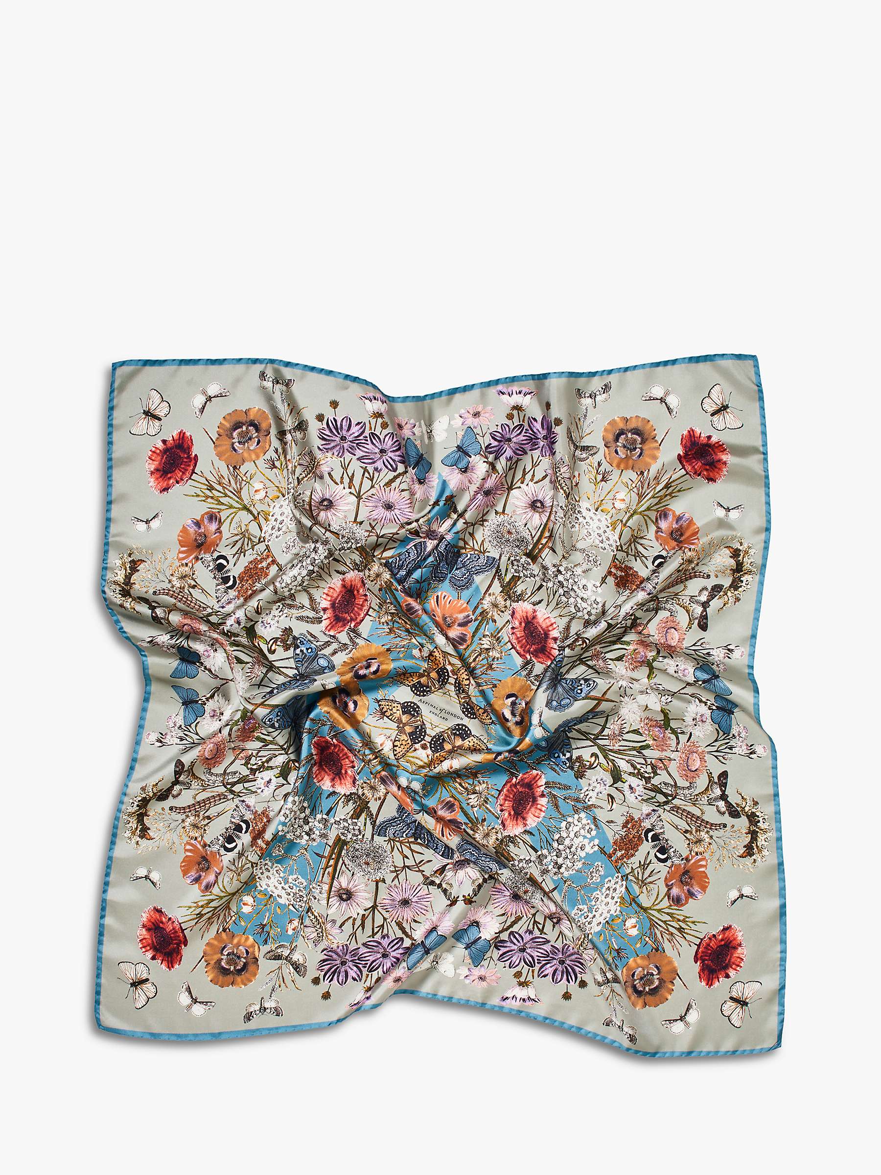 Buy Aspinal of London Botanical 'A' Silk Square Scarf, Dove Grey/Multi Online at johnlewis.com
