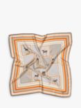 Aspinal of London Cassie Horse Print Square Silk Scarf, Taupe/Multi