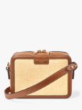 Aspinal of London Leather Trim Raffia Camera Bag, Natural/Tan