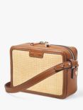 Aspinal of London Leather Trim Raffia Camera Bag, Natural/Tan