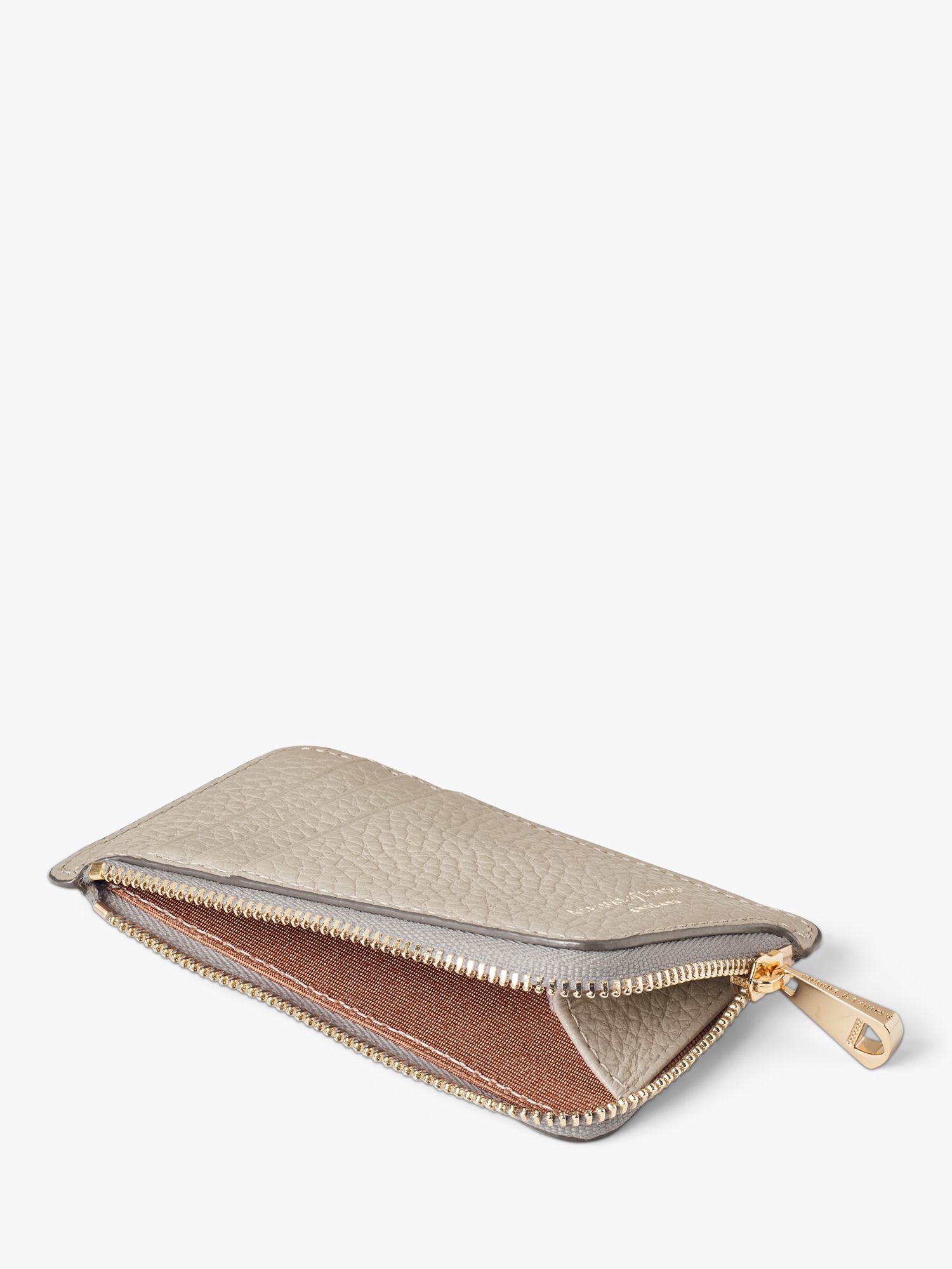 Aspinal of London Pebble Leather Zipped Coin and Card Holder, Dove Grey