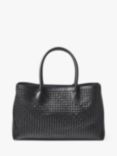 Aspinal of London Slot Weave Leather London Tote Bag, Black