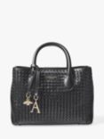 Aspinal of London Slot Weave Leather London Midi Tote Bag, Black