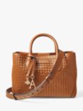 Aspinal of London Slot Weave Leather London Midi Tote Bag, Tan