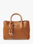 Aspinal of London Slot Weave Leather London Midi Tote Bag, Tan