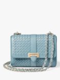 Aspinal of London Lottie Leather Slot Weave Shoulder Bag, Cornflower