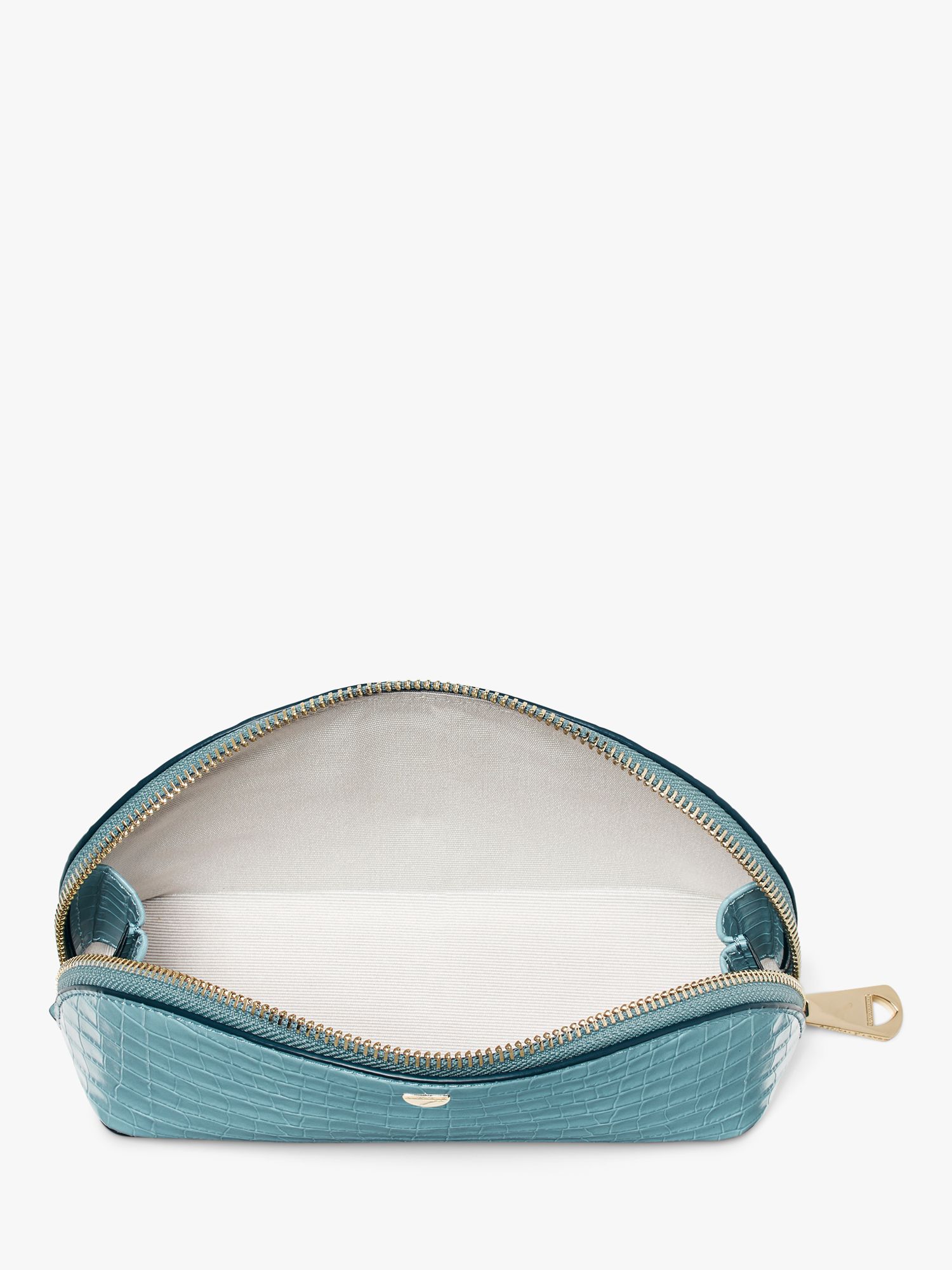 Aspinal of London Small Croc Effect Leather Makeup Bag, Cornflower