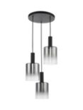 Där Savannah 3 Pendant Cluster Ceiling Light, Black/Smoked