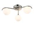 Där Orlena 3 Arm Opal Glass Semi Flush Ceiling Light, Satin Chrome