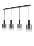 Där Savannah 4 Arm Bar Ceiling Light, Black/Smoked