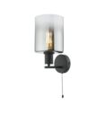 Där Savannah Glass Wall Light, Black/Smoked