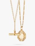 Daisy London Personalised Octagonal and T-Bar Pendant Necklaces, Pack of 2, Gold