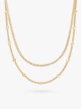Daisy London Sunburst Engraved Layered Chain Necklace, Gold