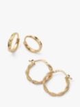 Daisy London Textured and Rope Twist Hoop Earrings, Pack of 2, Gold