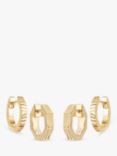 Daisy London Textured Huggie Hoop Earrings, Pack of 2 Pairs, Gold