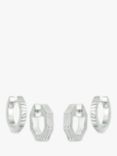Daisy London Textured Huggie Hoop Earrings, Pack of 2 Pairs, Silver