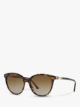 BVLGARI 0BV8235504/T555 Women's Polarised Oval Sunglasses, Havana/Brown Gradient