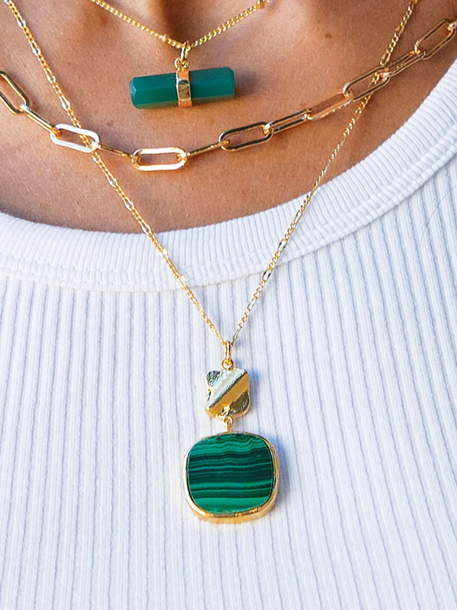 Buy Sarah Alexander Cape Verde Gemstone Pendant Necklace, Gold Online at johnlewis.com