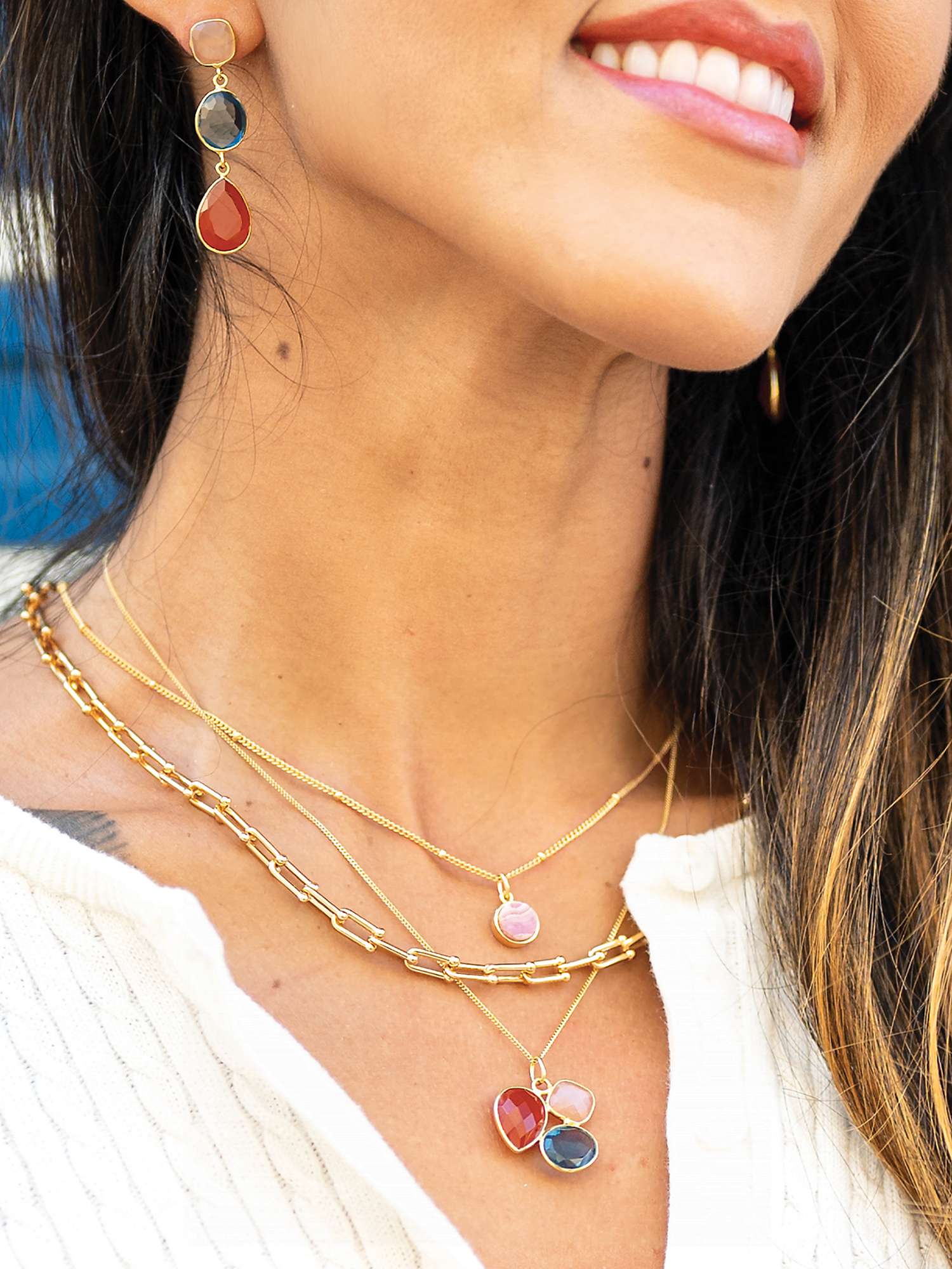 Buy Sarah Alexander Santiago Gemstone Pendant Necklace, Gold Online at johnlewis.com