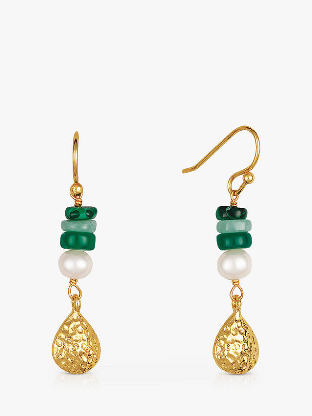 Sarah Alexander Byzantine Pearl and Gemstone Drop Earrings, Gold