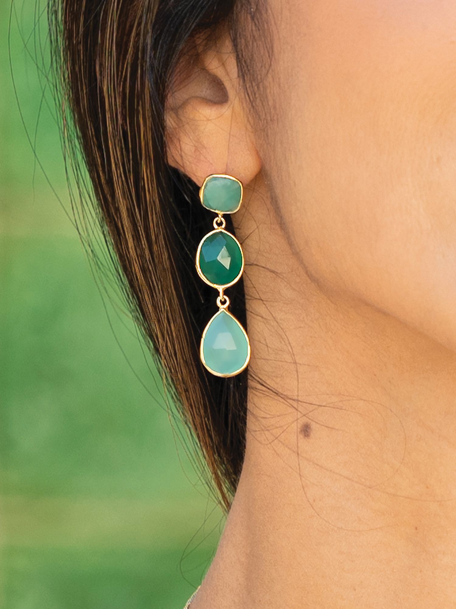 Buy Sarah Alexander Polynesia Gemstone Earrings, Gold Online at johnlewis.com