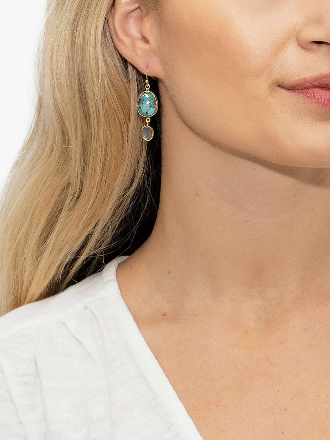 Buy Sarah Alexander Bazaar Gemstone Drop Earrings, Gold Online at johnlewis.com