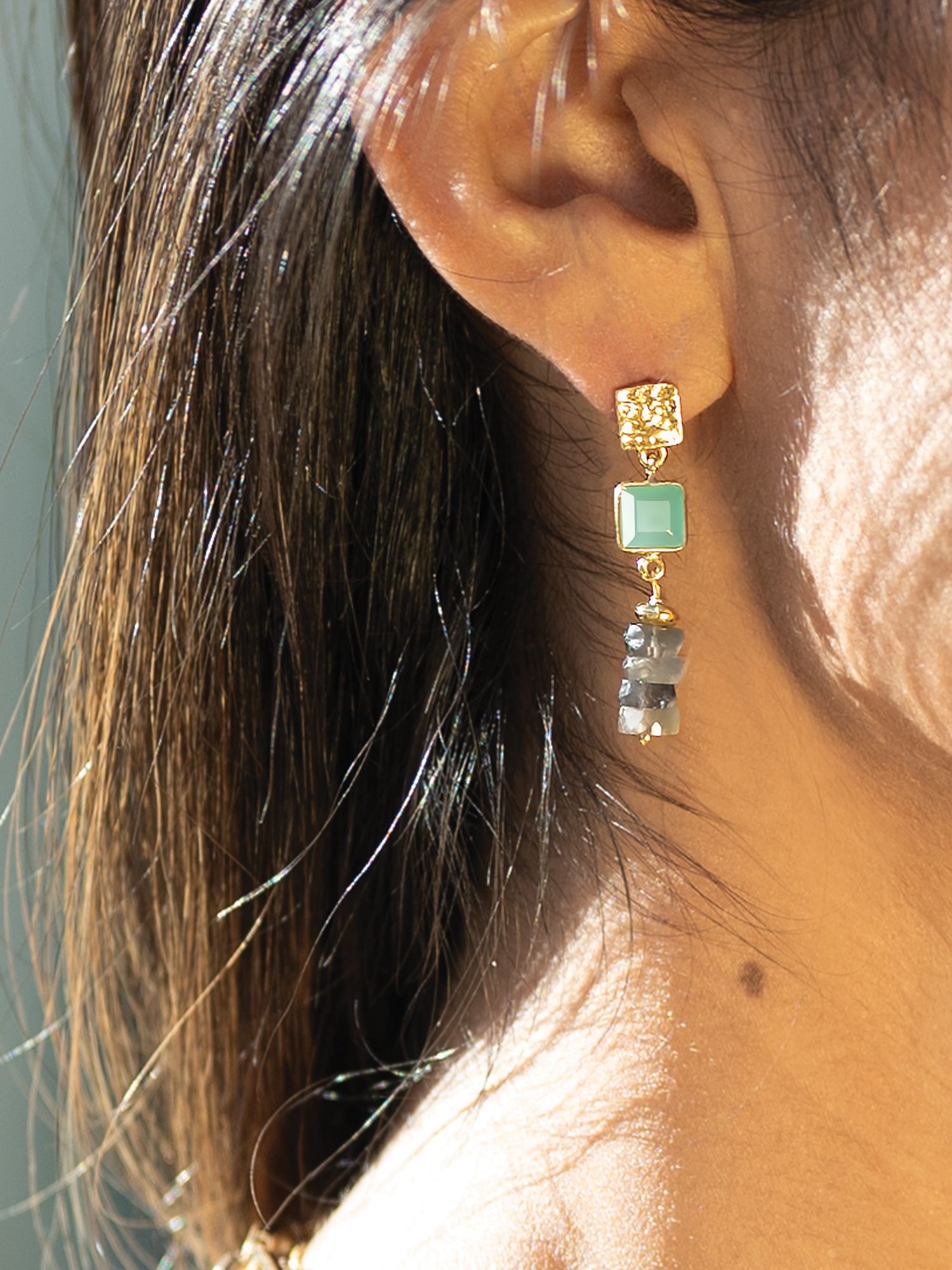 Buy Sarah Alexander Mauritius Gemstone Drop Earrings, Gold Online at johnlewis.com