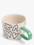 Caroline Gardner Mono Hearts Mug, 300ml, Multi