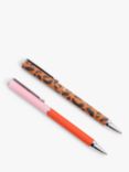 Caroline Gardner Colour Block/Leopard Pens, Pack of 2, Multi