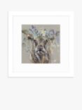 John Lewis Louise Luton 'Bluebell' Highland Cow Framed Print & Mount, 33.5 x 33.5cm, Brown/Multi