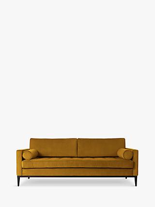 Model 2 Range, Swyft Model 02 Large 3 Seater Sofa Bed, Dark Leg, Velvet Mustard