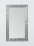 John Lewis Wave Rectangular Textured Wood Frame Wall Mirror, 132 x 79cm, Grey