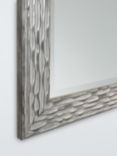 John Lewis Wave Rectangular Textured Wood Frame Wall Mirror, 132 x 79cm, Grey