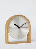 John Lewis Mid-Century Mantel Clock, Brushed Aluminium/Natural