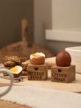 Selbrae House Better Half Oak Wood Egg Cups, Set of 2