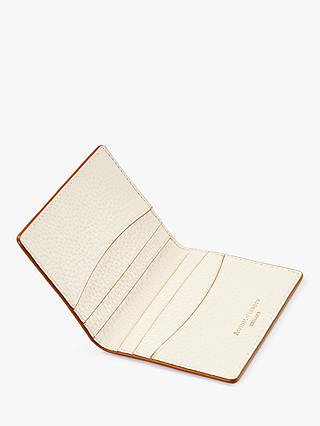 Aspinal of London Double Fold Pebble Leather Credit Card Case, Ivory