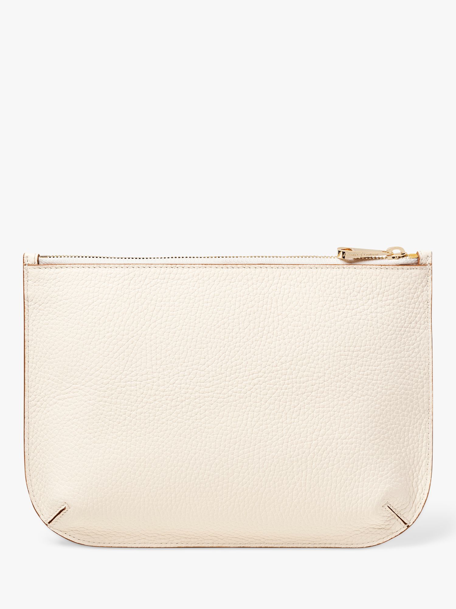 Aspinal of London Large Ella Pebble Grain Leather Pouch, Ivory