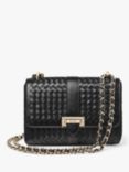 Aspinal of London Lottie Leather Slot Weave Shoulder Bag, Black