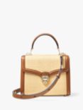 Aspinal of London Midi Mayfair Raffia Cross Body Bag, Natural/Tan