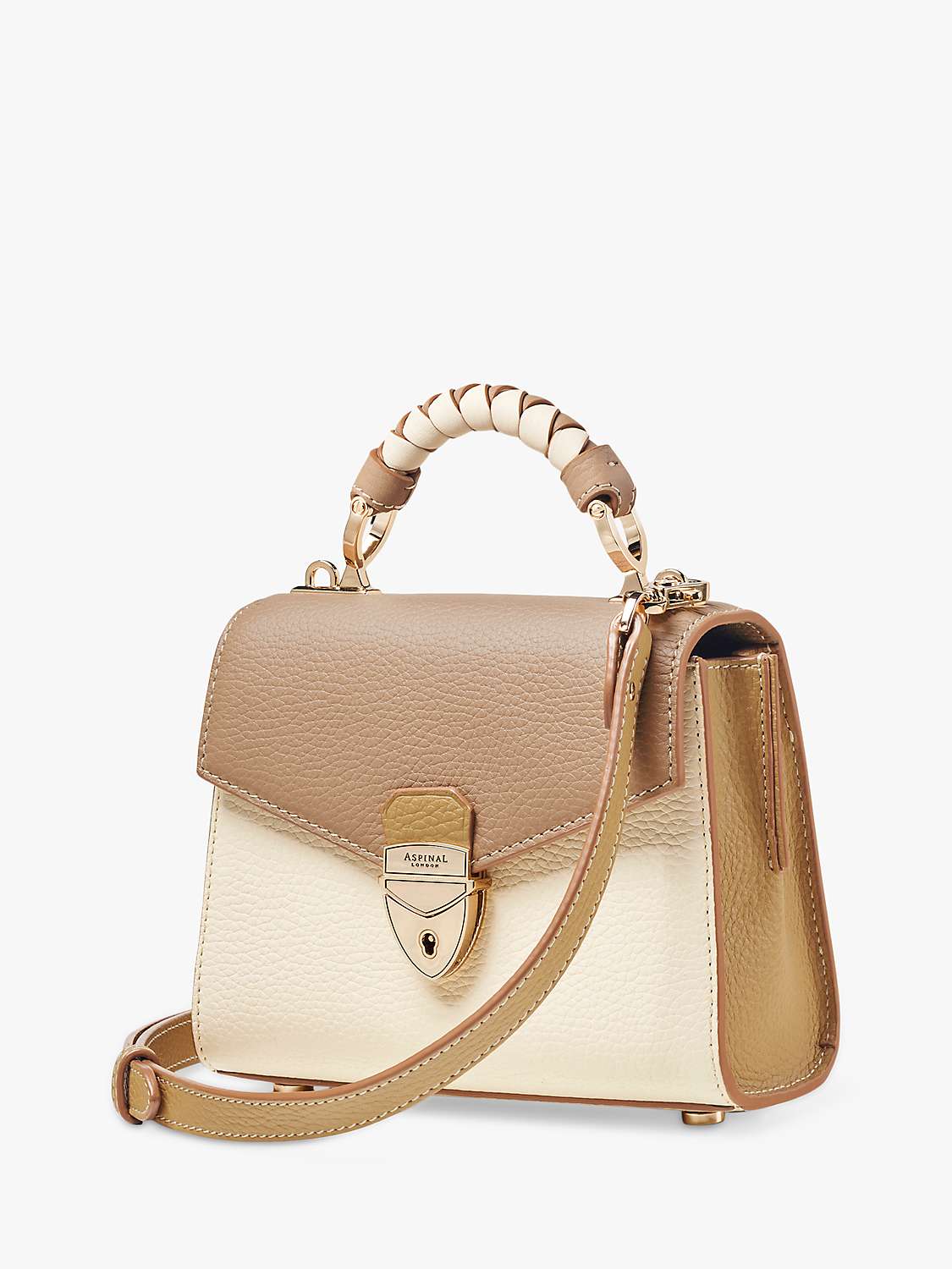 Buy Aspinal of London Mini Mayfair 2.0 Cross Body Bag, Taupe/Ivory Online at johnlewis.com